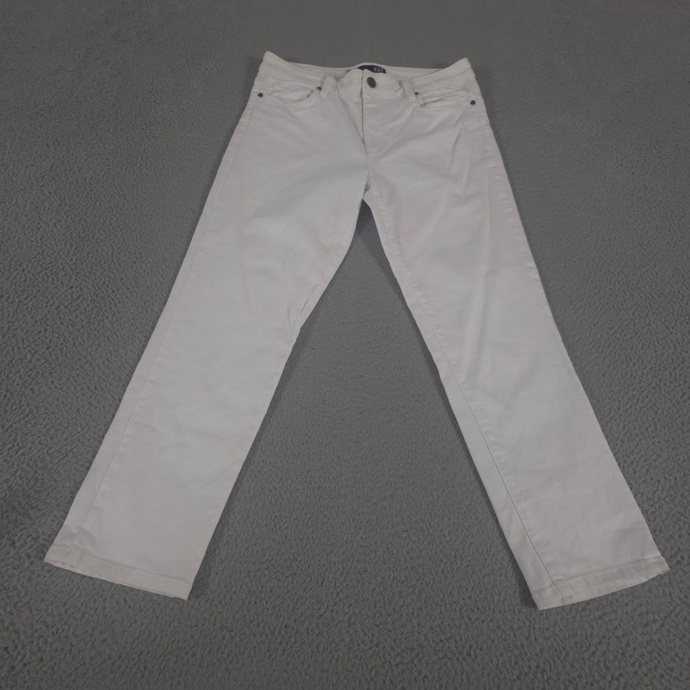 Kut from the Kloth Jeans Womens 8 White Reese Straight Leg High Rise Ankle Denim